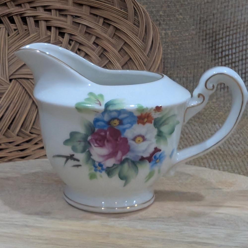 Vintage Handpainted Floral Creamer, Rossetti Chicago Occupied Japan